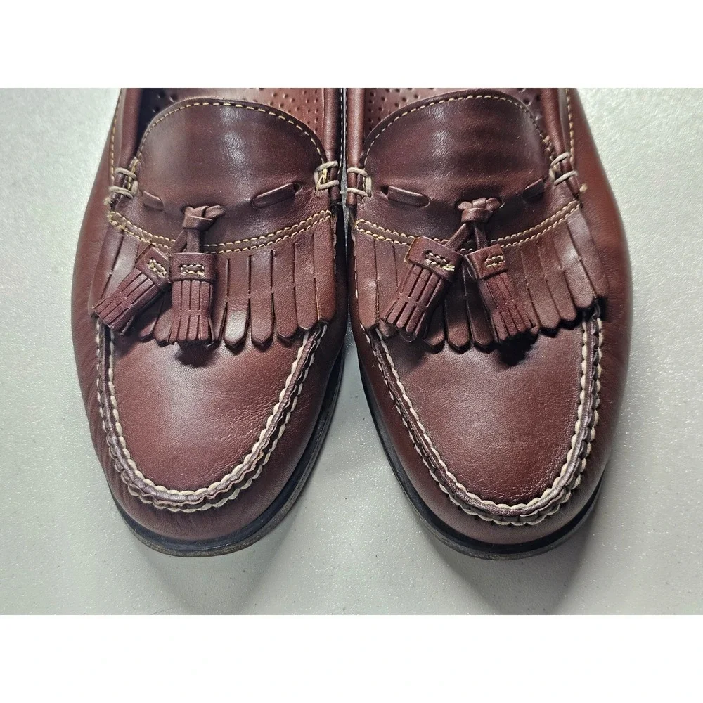 Dexter Mens Brown Leather Kiltie Tassel Loafers Made in USA P544-4 Size 10 M